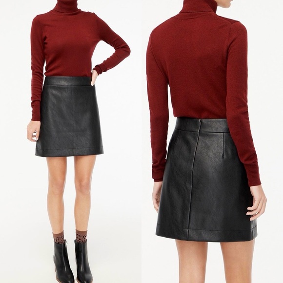 J. Crew Dresses & Skirts - J. Crew NWT black faux Leather Aline Skirt women’s size 00